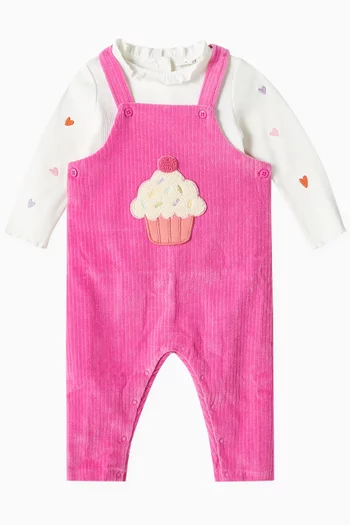Cupcake Dungaree Set in Corduroy