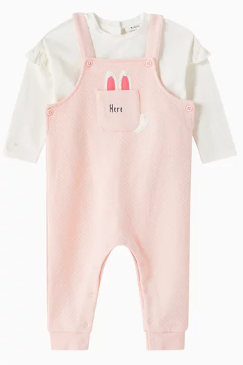 Ruffle T-shirt & Dungarees Set in Cotton