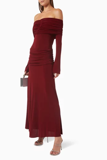 Mia Draped Off-shoulder Dress in Single-jersey
