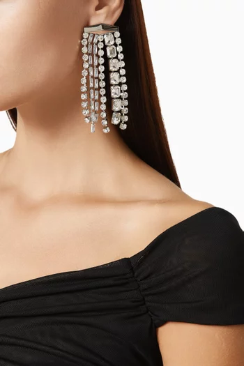 Zandra Drop Crystal Earrings in Silver-tone Steel