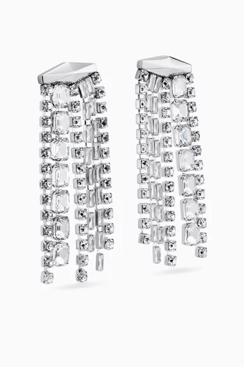 Zandra Drop Crystal Earrings in Silver-tone Steel