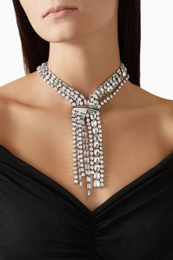Zandra Crystal Collar Necklace in Silver-tone Steel