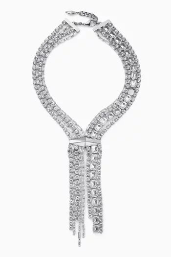 Zandra Crystal Collar Necklace in Silver-tone Steel