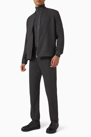 Como Herringbone Bomber Jacket in Viscose-blend