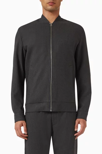 Como Herringbone Bomber Jacket in Viscose-blend