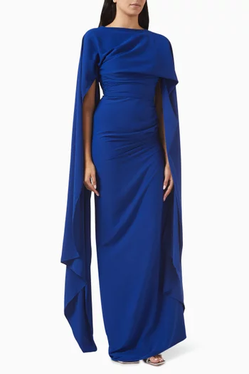 Cape-sleeve Maxi Dress