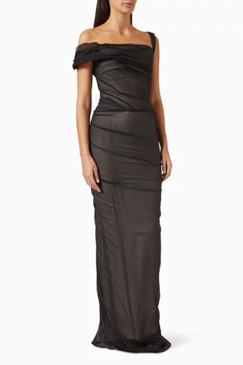 Off-shoulder Gown in Silk