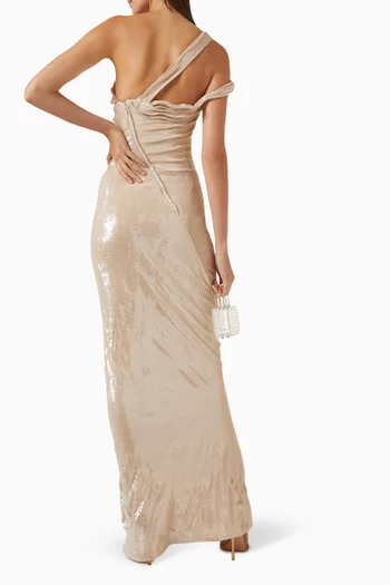 One-shoulder Draped Maxi Dress