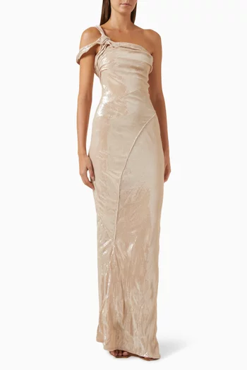 One-shoulder Draped Maxi Dress