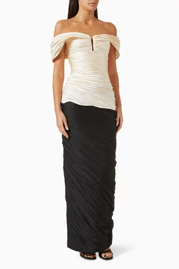 Two-tone Off-shoulder Dress