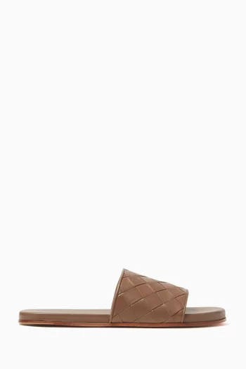 Sunday Padded Mule Sandals in Intrecciato Leather