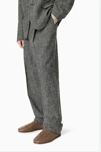 حذاء مفتوح سنداي جلد مجدول