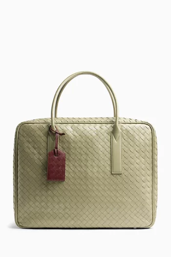 Tag Holder on Strap in Intrecciato Leather