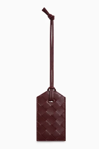 Tag Holder on Strap in Intrecciato Leather