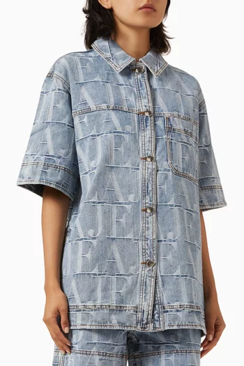 Oversized Nostalgia Logo Shirt in Jacquard Denim