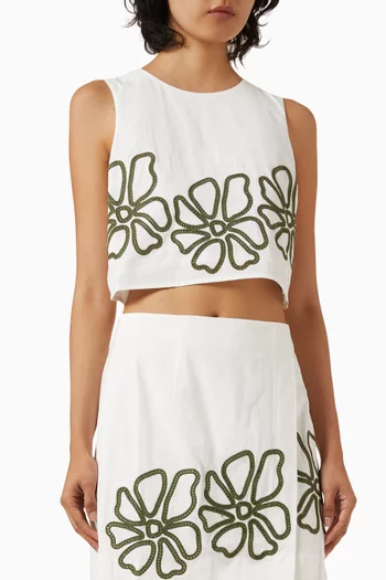 Kimika Embroidered Tank Top in Cotton-blend