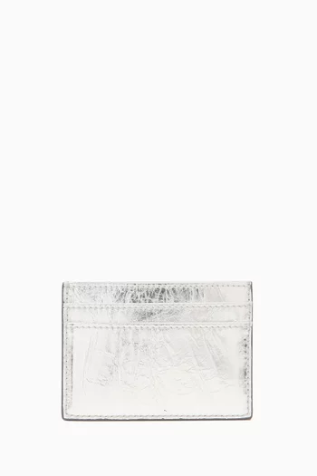 Umika Card Holder in Metallic Textured Leather