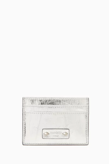 Umika Card Holder in Metallic Textured Leather