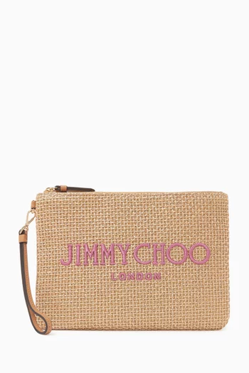Zip-top Pouch in Raffia