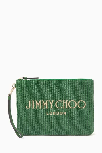 Zip-top Pouch in Raffia