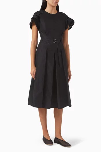Cascade Petal Sleeve Dress in Cotton-blend