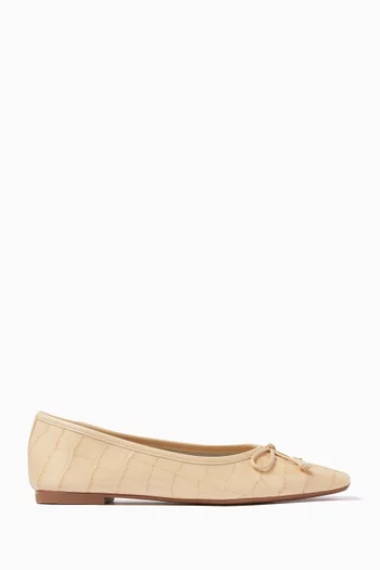 Arissa Ballet Flats in Croc-embossed Leather