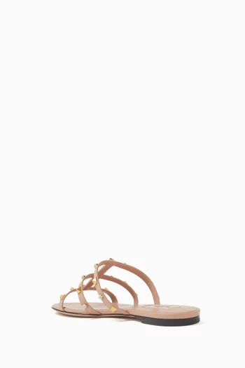 Rockstud Slide Sandals in Calfskin