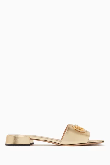 VLOGO Signature Slide Sandals in Laminated Nappa