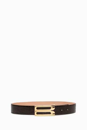 Regular Frame Belt in Croc-embossed Leather