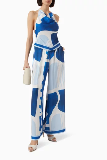 Polly Wide-leg Pants in Matte Satin