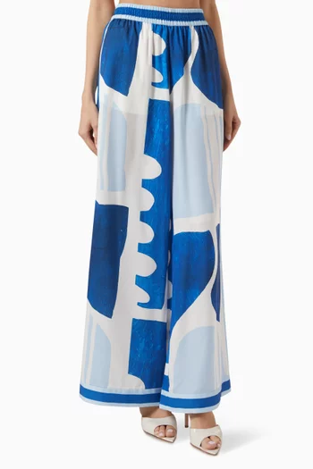 Polly Wide-leg Pants in Matte Satin