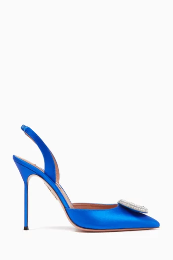 105 Crystal Hoop Slingback Pumps in Satin