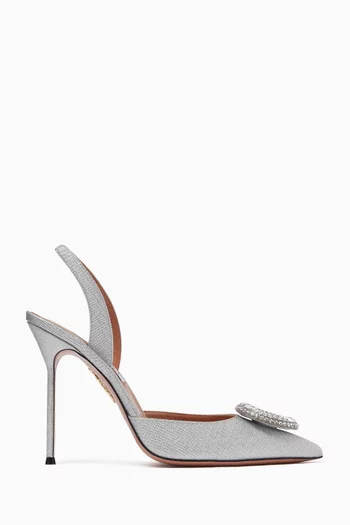 105 Crystal Hoop Slingback Pumps in Leather