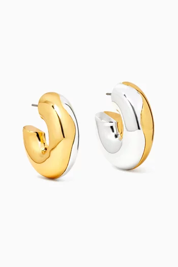 '70s Wave Hoop Earrings in Gold and Silver-tone Brass
