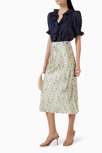 Elowen Midi Skirt in Silk