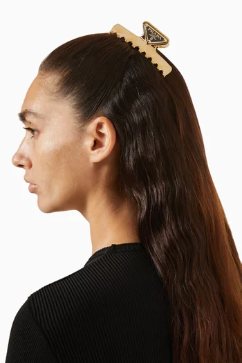 Triangle Logo Hair Clip in Metal