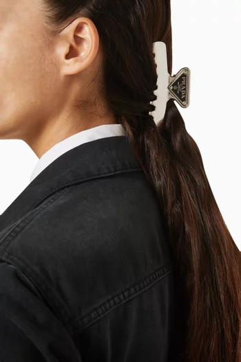 Triangle Logo Hair Clip in Metal