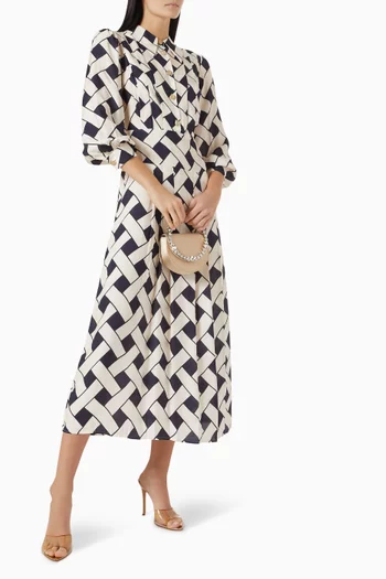 فستان اناليز مزين بنقشة فيسكوز