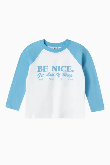 تي شيرت بيسبول بطبعة Be Nice‏ قطن