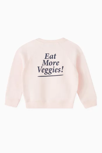 سويت شيرت بطبعة Eat More Veggies‏ صوف قطني