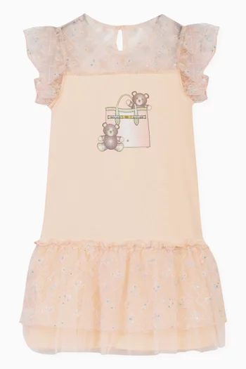 Embroidered Dress in Cotton & Tulle