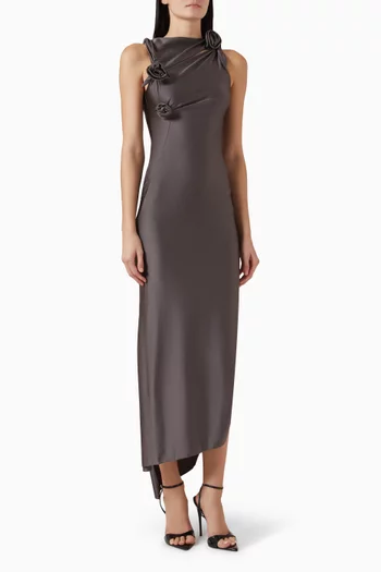 Asymmetric Flower Gown in Stretch Jersey