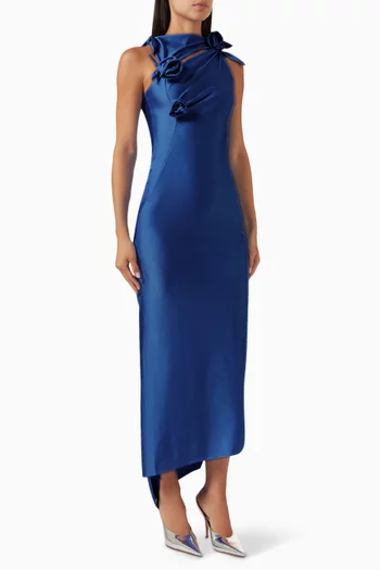 Asymmetric Flower Gown in Stretch Jersey