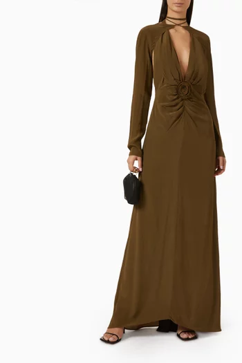 Violetta Detachable Bolero Maxi Dress in Crepe de Chine