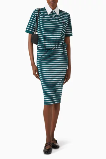 Striped Pencil Skirt in Piqué