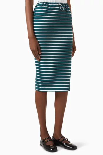 Striped Pencil Skirt in Piqué