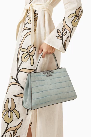 Eleanor Satchel Bag in Croc-embossed Leather