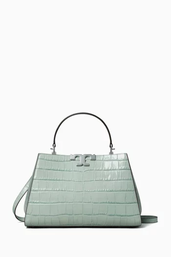Eleanor Satchel Bag in Croc-embossed Leather