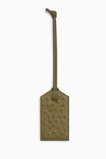 Tag Holder on Strap in Ostrich Leather