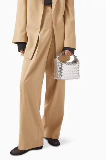 Mini Wallace Shoulder Bag in Metallic Intrecciato Leather